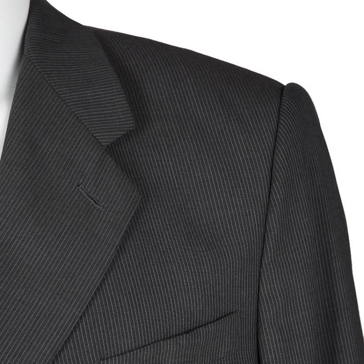 Pre Owned Armani Collezioni Grey Pin Striped Wool Regular Fit Blazer 4XL