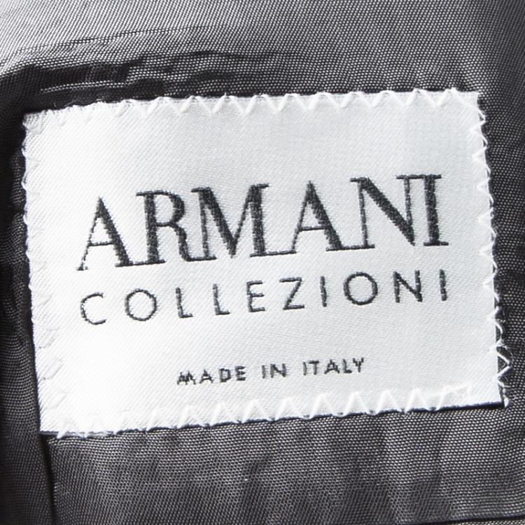 Pre Owned Armani Collezioni Grey Pin Striped Wool Regular Fit Blazer 4XL