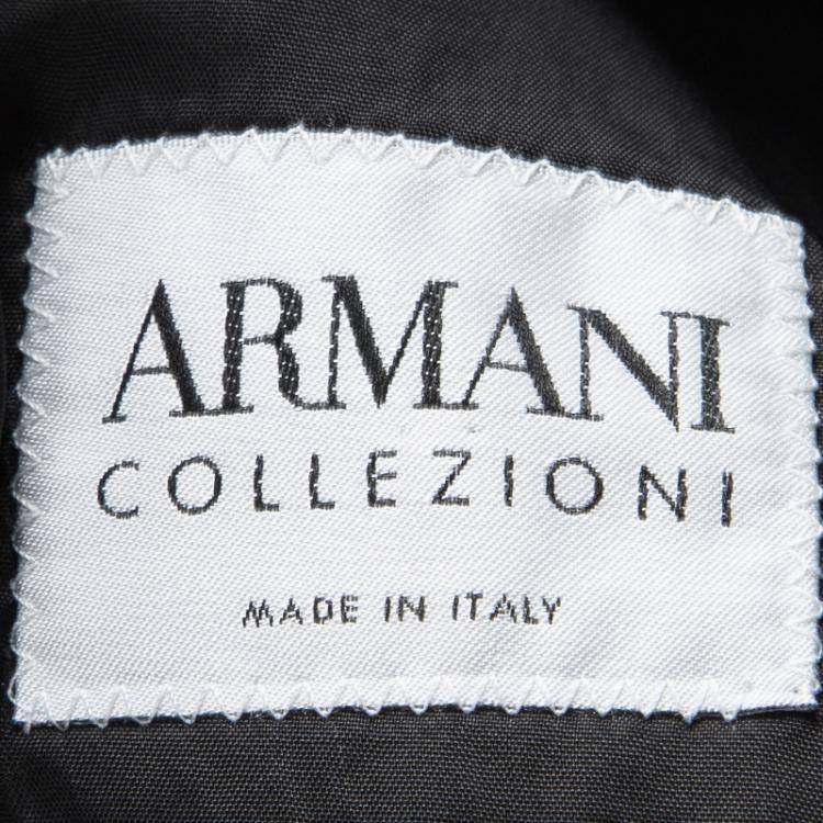 Pre Owned Armani Collezioni Black Wool Satin Panel Detail Tuxedo Suit M