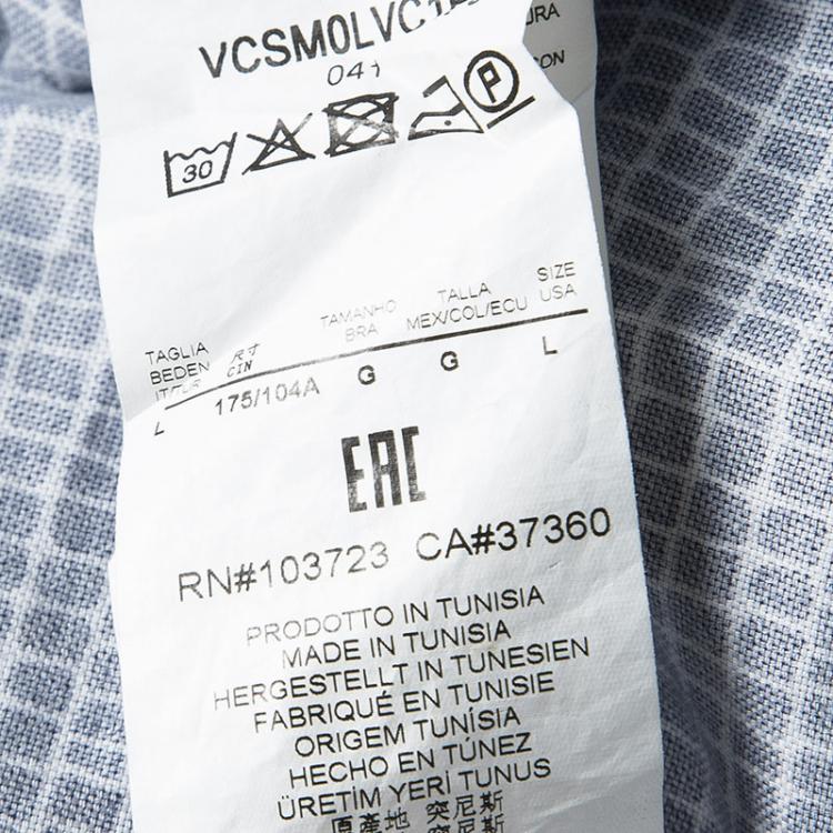 Pre Owned Armani Collezioni Blue and White Printed Long Sleeve Button Front Shirt L