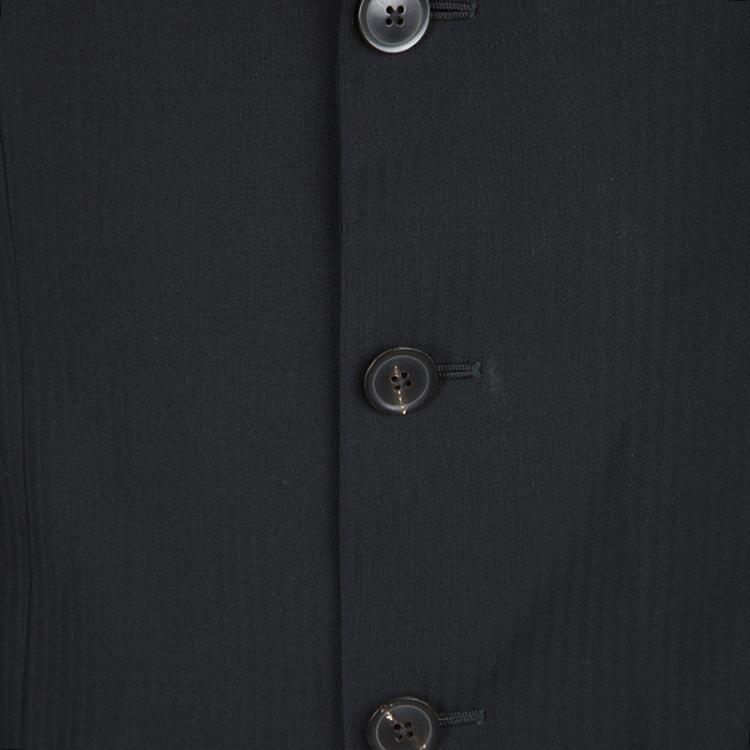 Pre Owned Armani Collezioni Black Striped Wool Luxury Tailored Suit XL