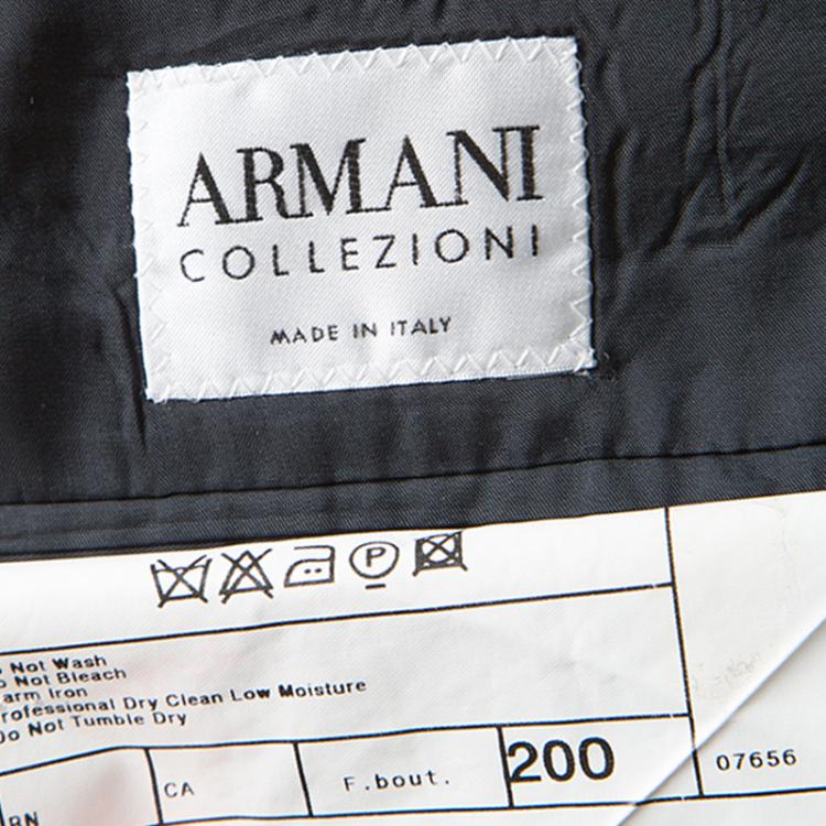 Pre Owned Armani Collezioni Black Striped Wool Luxury Tailored Suit XL