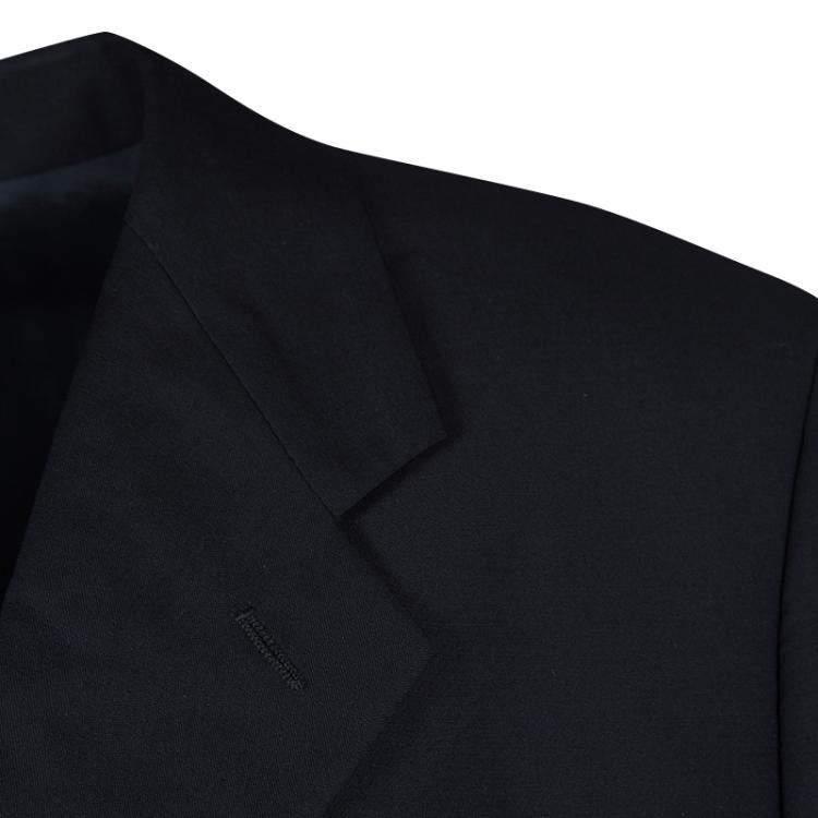 Pre Owned Armani Collezioni Navy Blue Wool Three Button Blazer 5XL