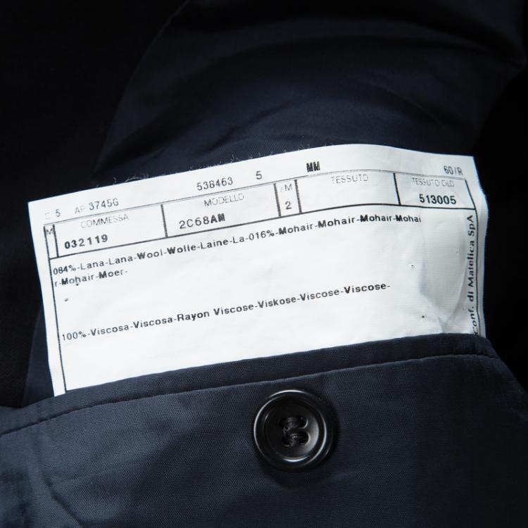 Pre Owned Armani Collezioni Navy Blue Wool Three Button Blazer 5XL