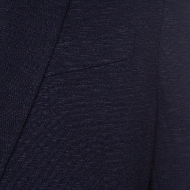 Pre Owned Armani Collezioni Navy Blue Knit Two Button Tailored Blazer L