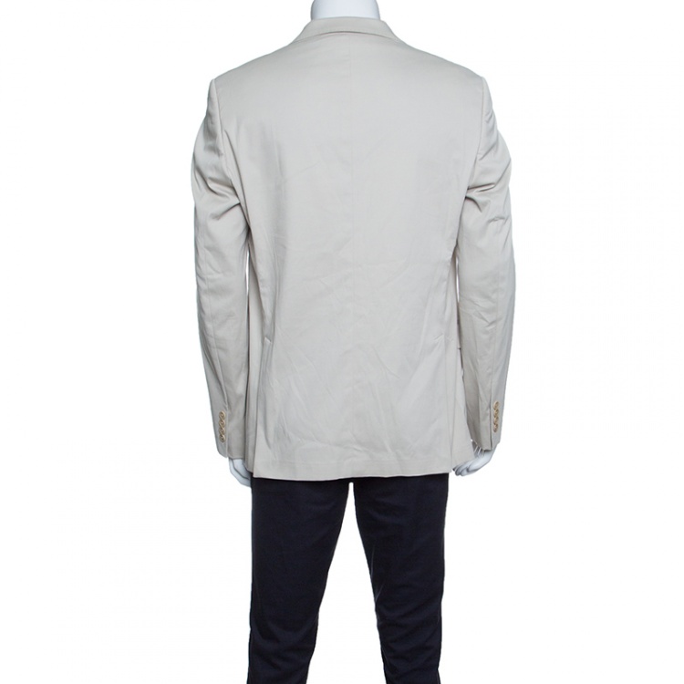 Pre Owned Armani Collezioni Beige Cotton and Silk Tailored Blazer XXL