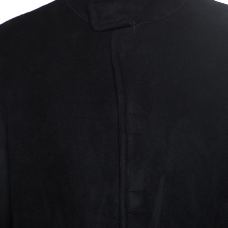 Pre Owned Armani Collezioni Black Faux Suede Faux Fur Lined Overcoat XL