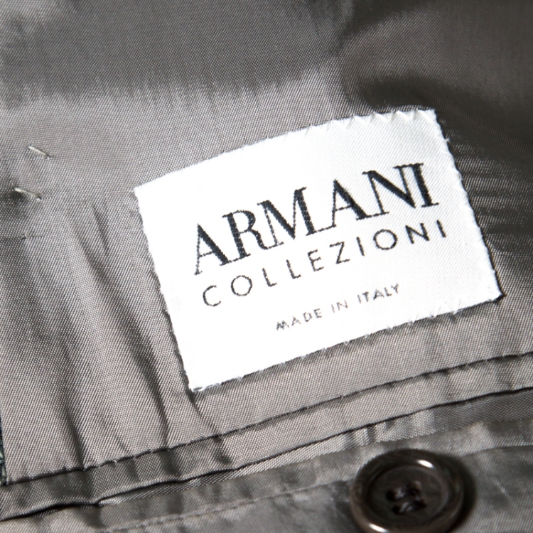 Pre Owned Armani Collezioni Grey Hemp and Wool Three Button Blazer L