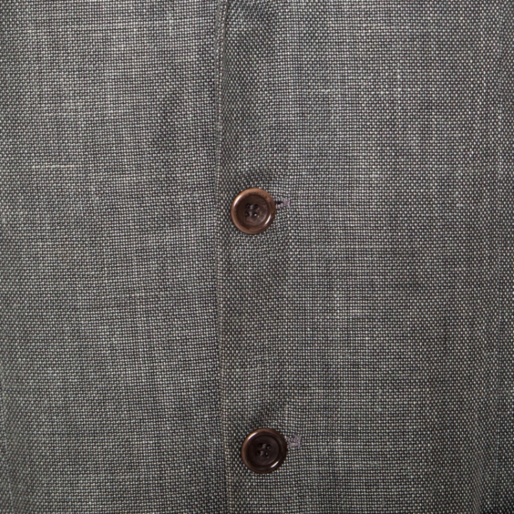 Pre Owned Armani Collezioni Grey Hemp and Wool Three Button Blazer L