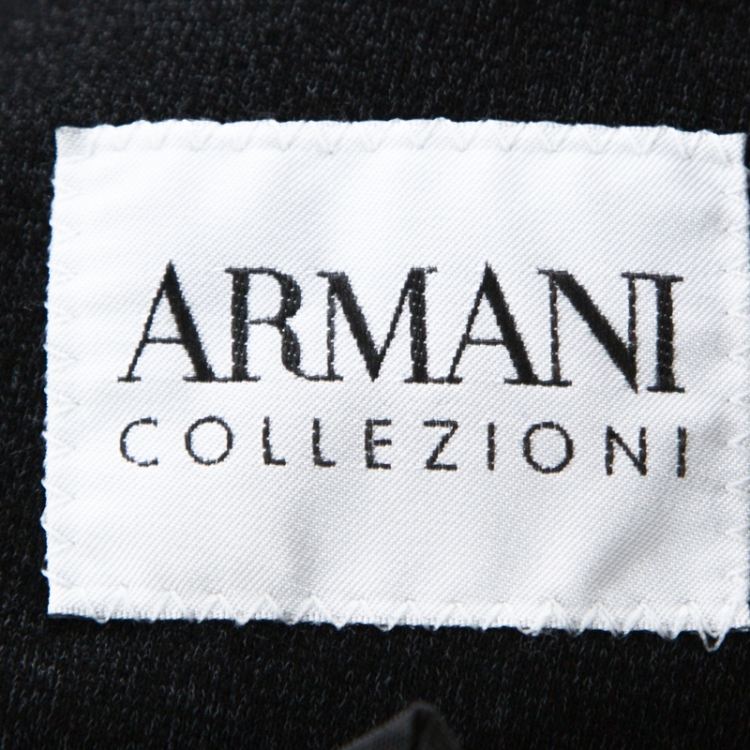 Pre Owned Armani Collezioni Black Cotton Blend Button Front Blazer XL