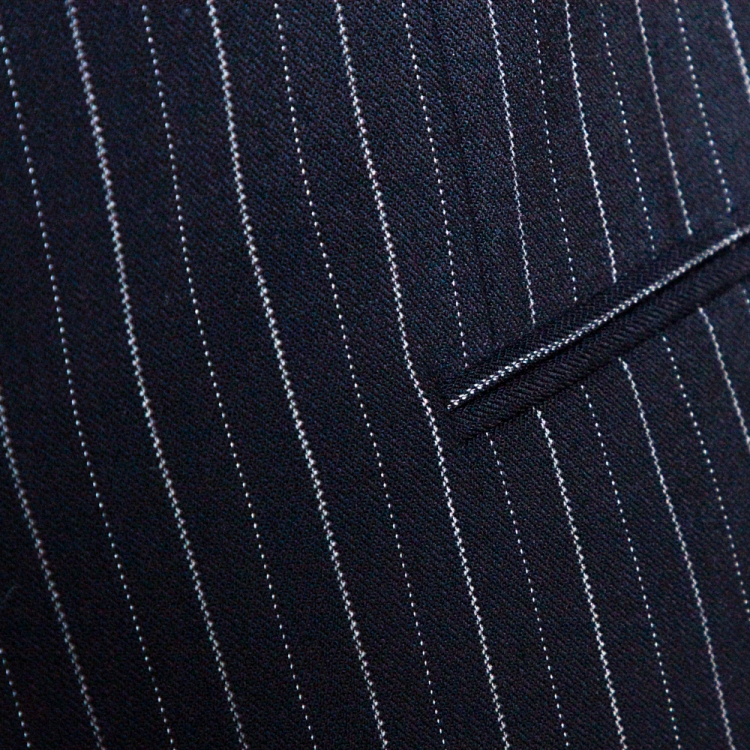 Pre Owned Armani Collezioni Dark Blue Pinstriped Wool Tailored Suit M