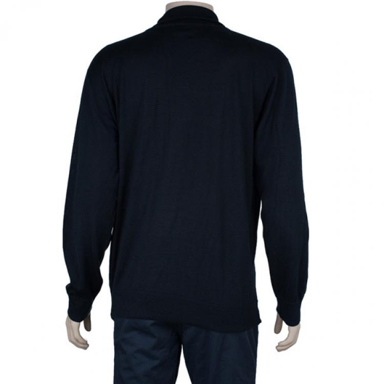 Pre Owned Armani Collezioni Black Long Sleeve Polo Shirt XL