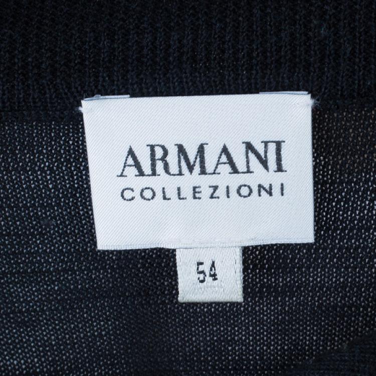 Pre Owned Armani Collezioni Black Long Sleeve Polo Shirt XL