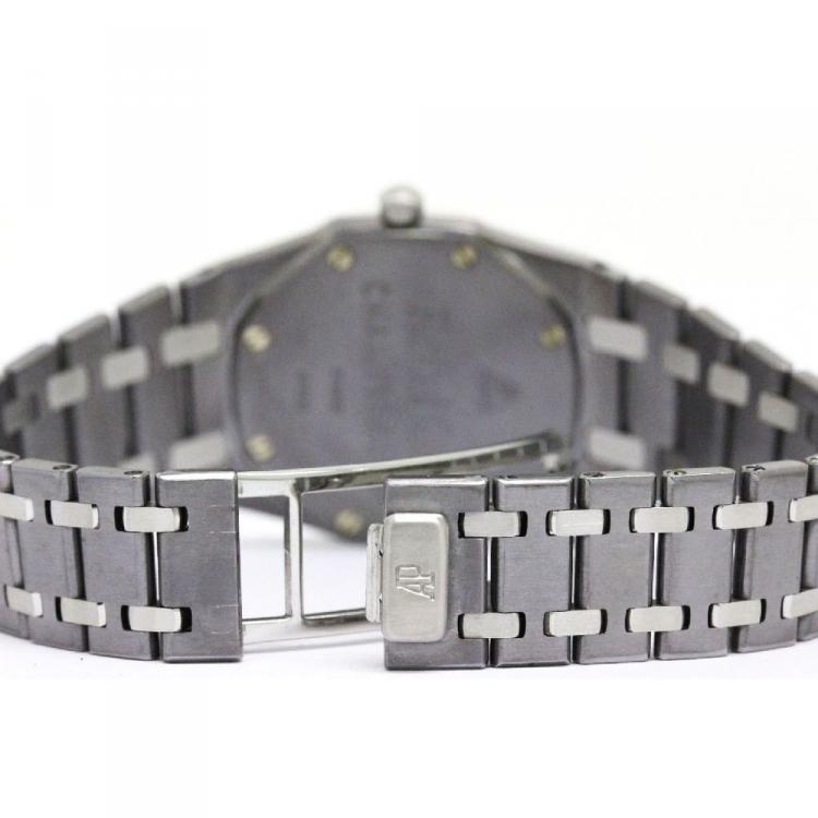 Pre Owned Audemars Piguet Grey Tantalum Diamond Royal Oak Men's Wristwatch 33MM