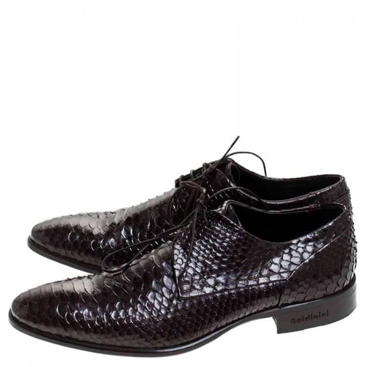 Pre Owned Baldinini Brown Python Leather Oxfords Size 39