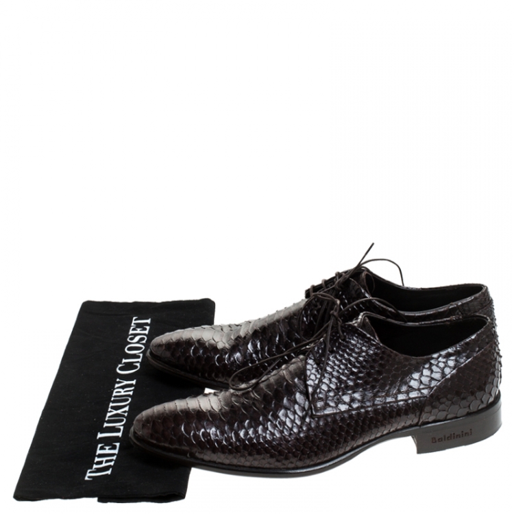 Pre Owned Baldinini Brown Python Leather Oxfords Size 39