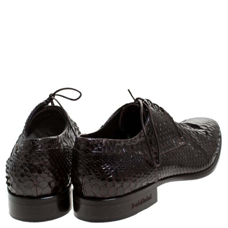 Pre Owned Baldinini Brown Python Leather Oxfords Size 39