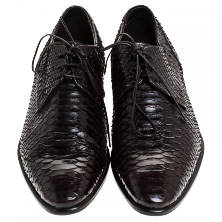 Pre Owned Baldinini Brown Python Leather Oxfords Size 39