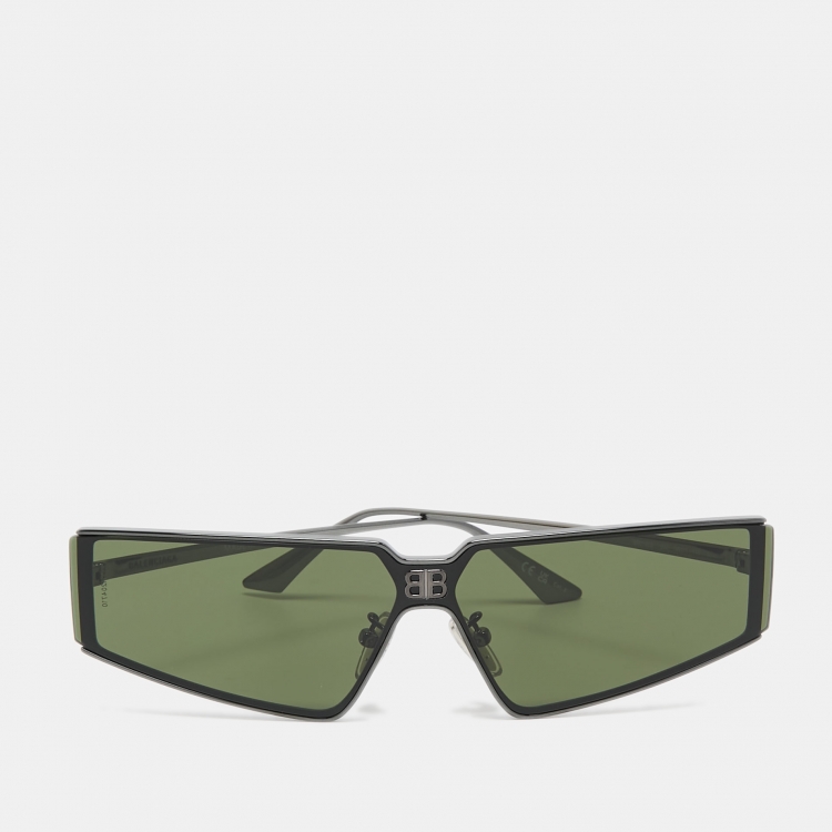 Pre Owned Balenciaga Black Tinted BB0192S Shield Sunglasses