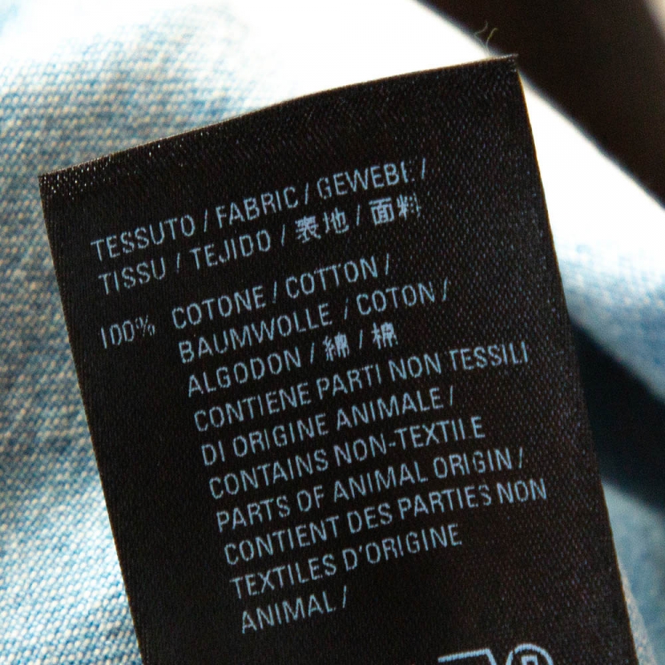 Pre Owned Balenciaga Blue Denim Raw Edge Detail Short Sleeve Oversized Shirt S 