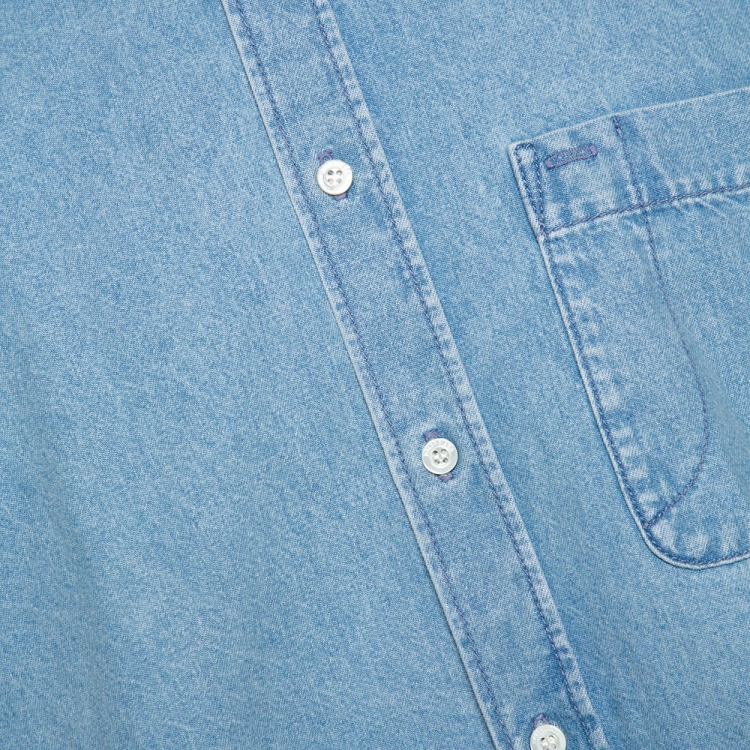 Pre Owned Balenciaga Blue Denim Raw Edge Detail Short Sleeve Oversized Shirt S 