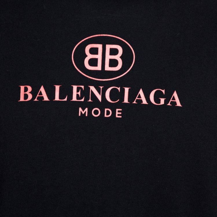 Pre Owned Balenciaga Black BB Balenciaga Mode Print Cotton T-Shirt M
