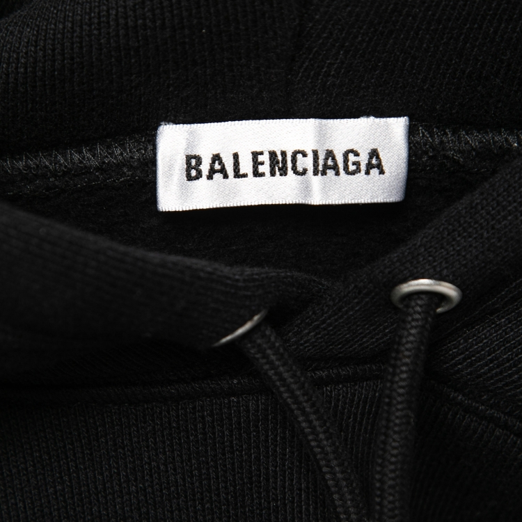 Pre Owned Balenciaga Black Cotton Speed Hunters Graphic Printed Hoodie S