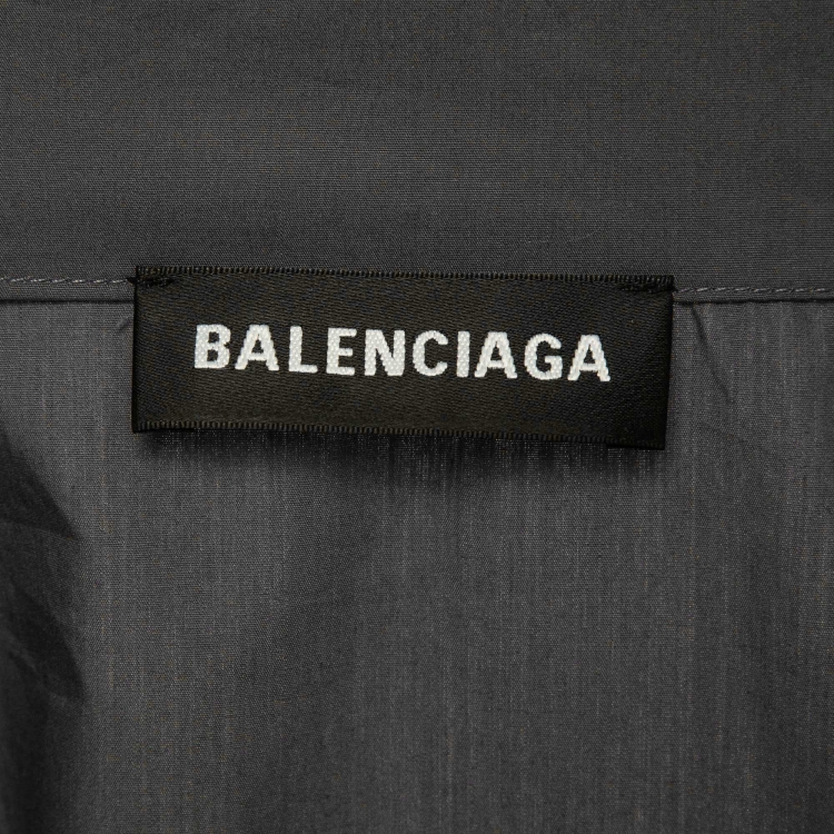 Pre Owned Balenciaga Multicolor Logo Print Cotton Poplin Oversized Zipper Jacket M