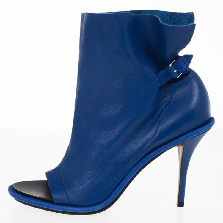 Balenciaga Blue Leather Glove Boots Size 40 Balenciaga TLC