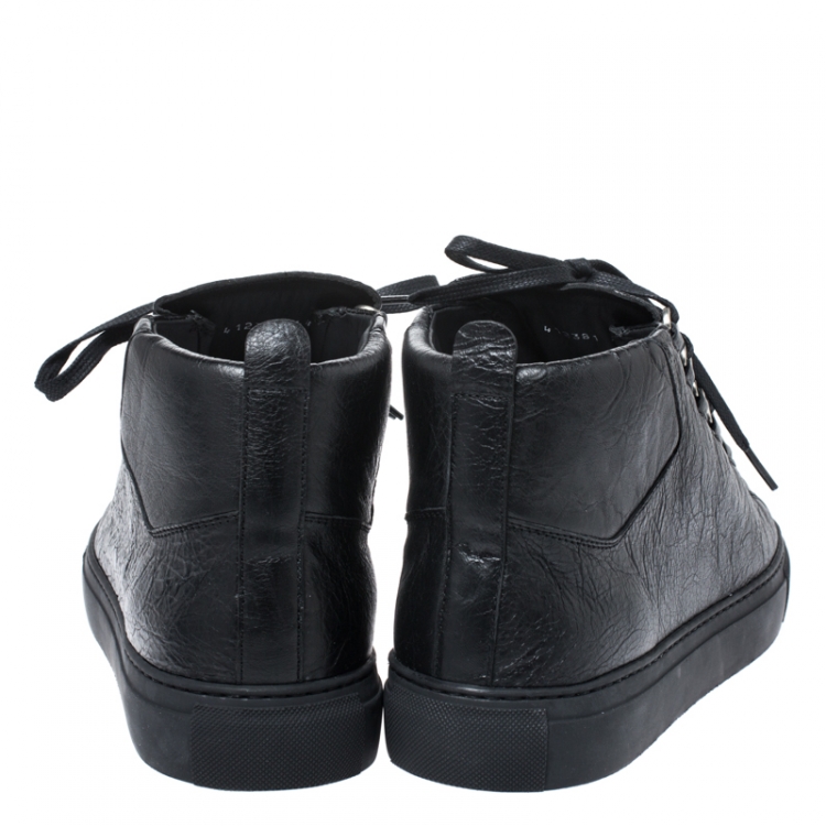 Pre Owned Balenciaga Black Leather Arena Low Top Sneakers Size 44