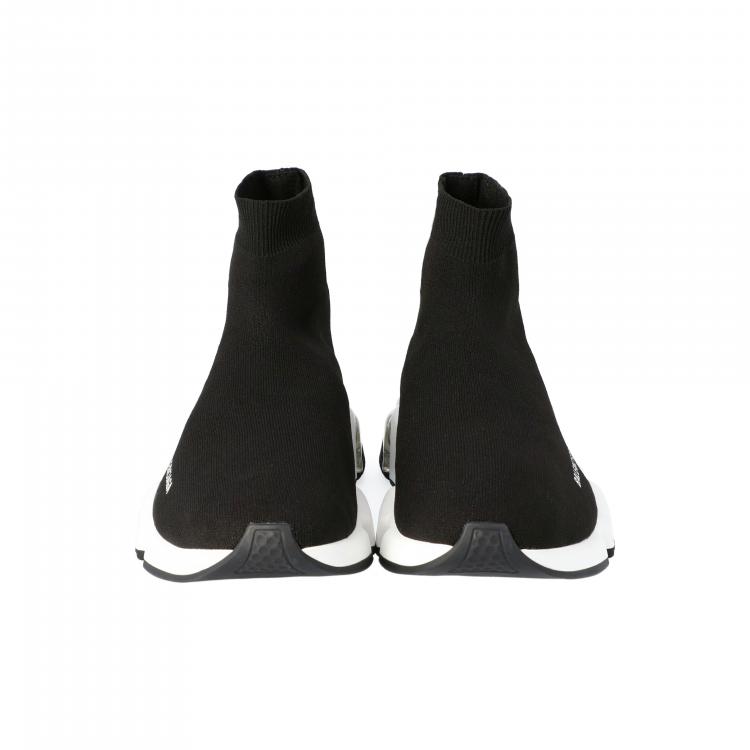 Pre Owned Balenciaga Black Knit Speed Clear Sole Sneakers Size 40