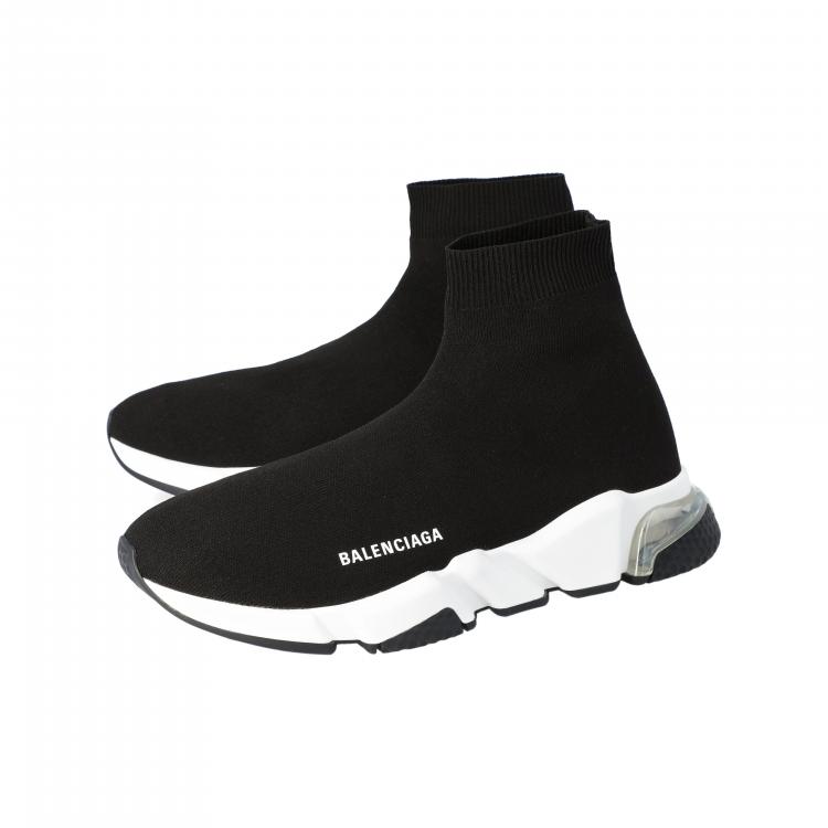 Pre Owned Balenciaga Black Knit Speed Clear Sole Sneakers Size 41