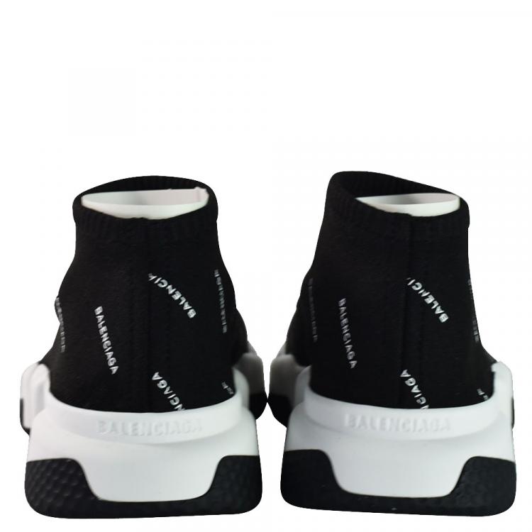 Pre Owned Balenciaga Black Nylon Low Logo Speed Trainer Sneaker Size 41