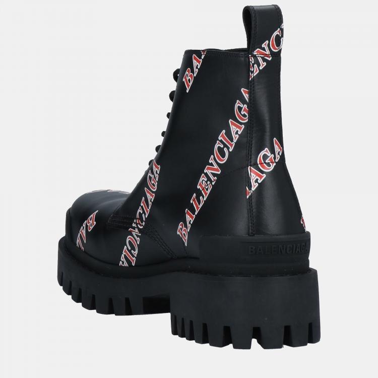 Pre Owned Balenciaga Leather Lace Up Combat Boots Size 41