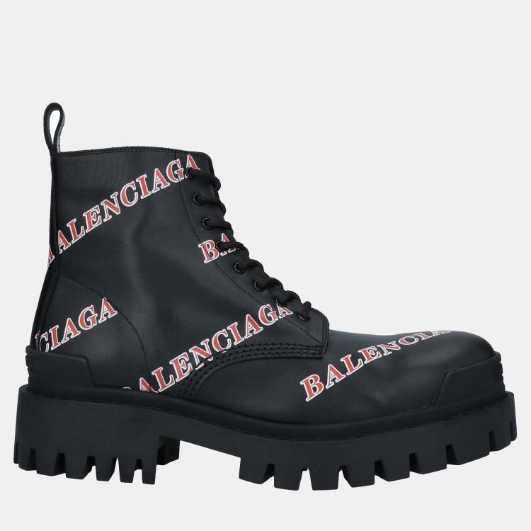 Pre Owned Balenciaga Leather Lace Up Combat Boots Size 41