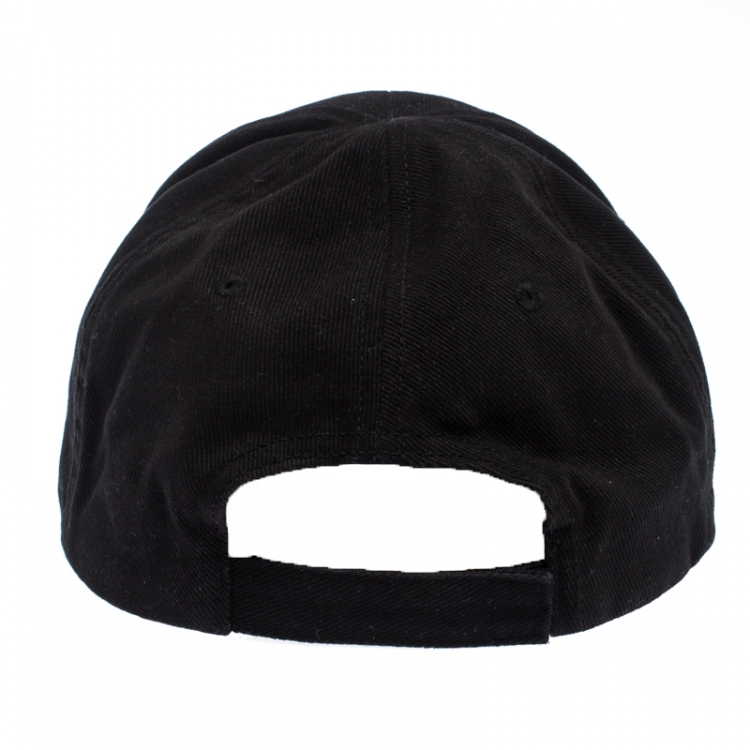 Pre Owned Balenciaga Black Canvas Logo Embroidered Baseball Cap L
