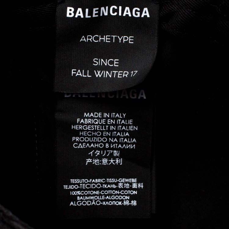 Pre Owned Balenciaga Black Canvas Logo Embroidered Baseball Cap L