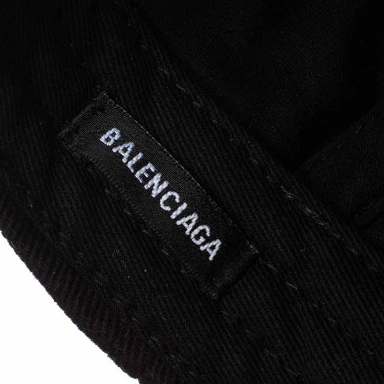 Pre Owned Balenciaga Black Canvas Logo Embroidered Baseball Cap L