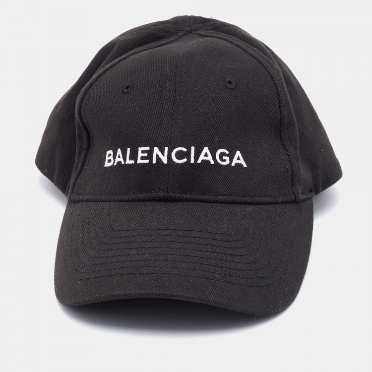 Balenciaga Black Embroidered Cotton Cap L | TLC