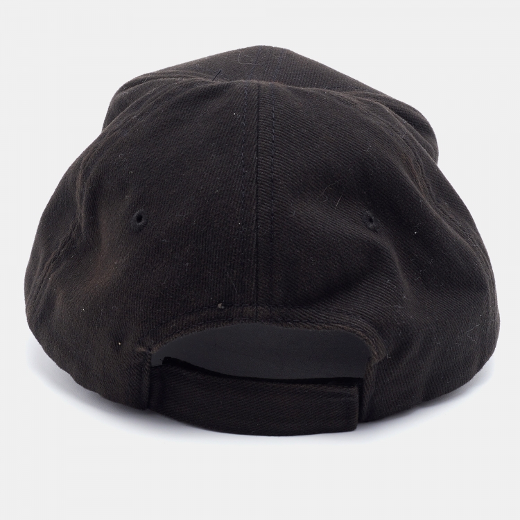 Pre Owned Balenciaga Black Logo Embroidered Cotton Baseball Cap L