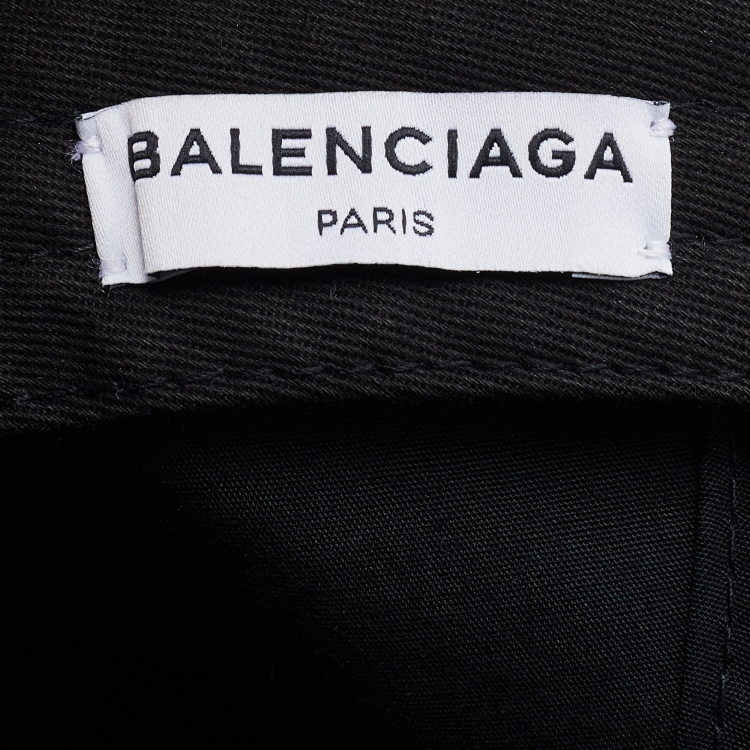 Pre Owned Balenciaga Black Logo Embroidered Cotton Baseball Cap L