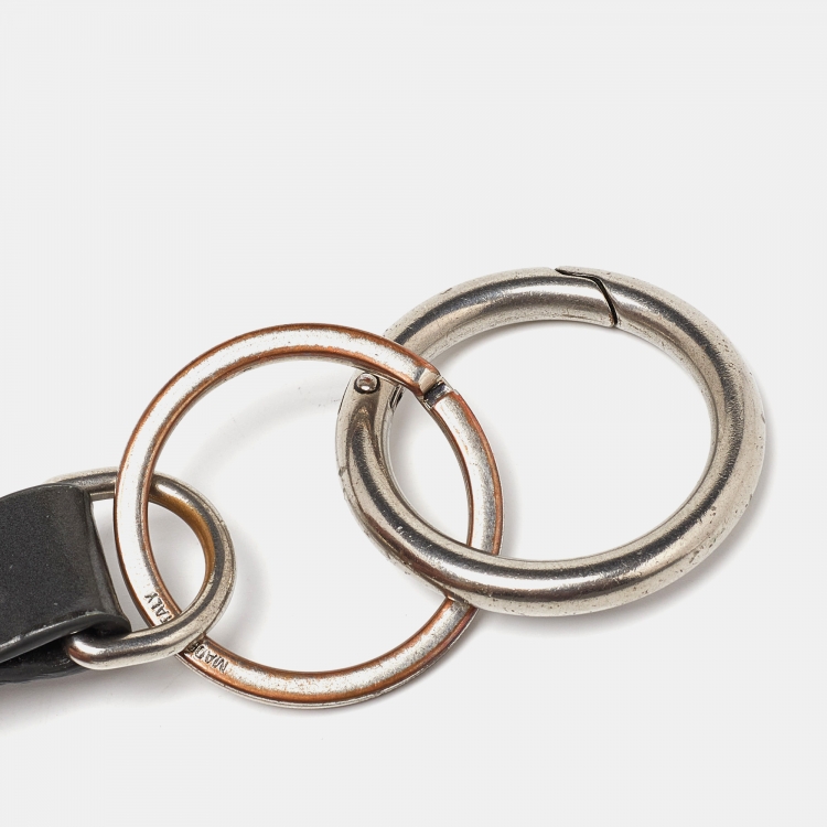 Pre Owned Balenciaga Grey Croc Embossed Leather Rings Key Holder