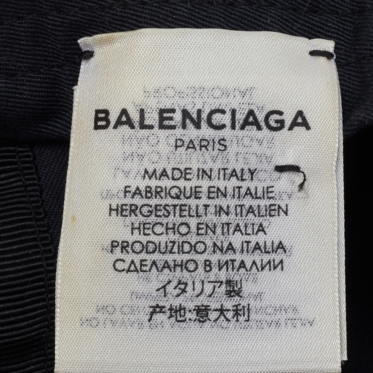 Pre Owned Balenciaga Black Logo Embroidered Cotton Baseball Cap L