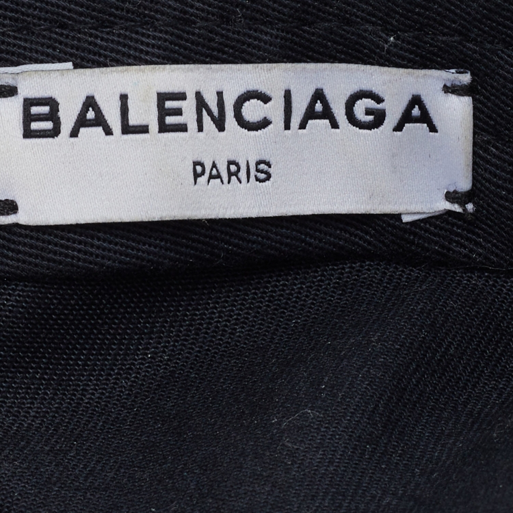Pre Owned Balenciaga Black Logo Embroidered Cotton Baseball Cap L