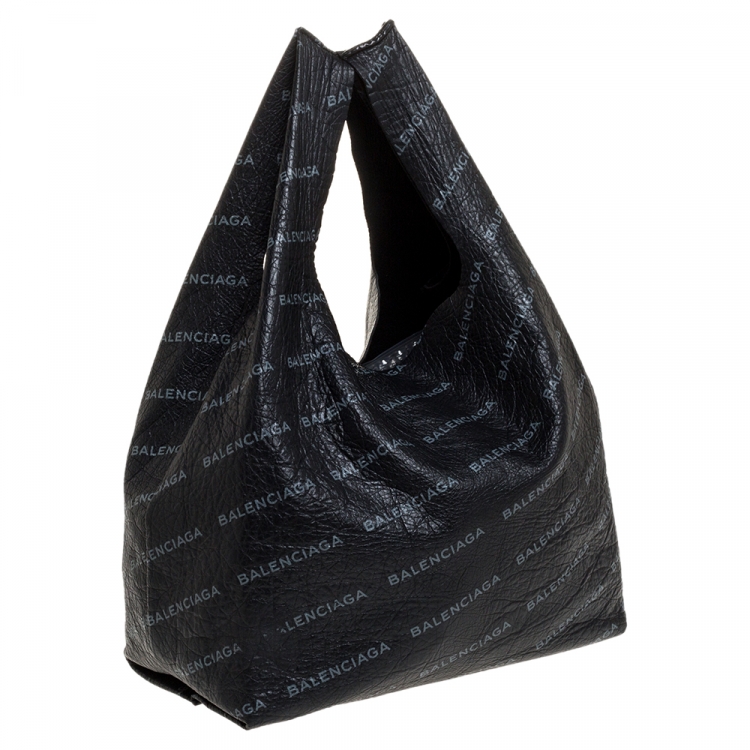 Pre Owned Balenciaga Black Leather Supermarket Shopper Bag