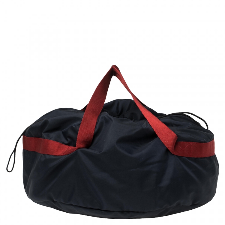 مملوكة مسبقًا Balenciaga Navy Blue/Red Nylon Small Wheel Logo Weekender Bag