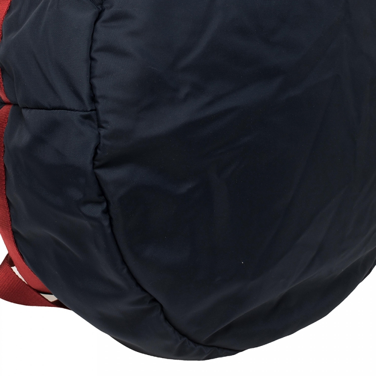 مملوكة مسبقًا Balenciaga Navy Blue/Red Nylon Small Wheel Logo Weekender Bag