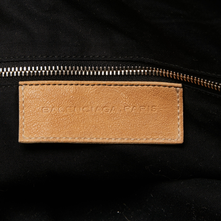 Pre Owned Balenciaga Sand Beige Leather Linea Metallica Bag