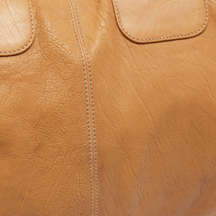 Pre Owned Balenciaga Sand Beige Leather Linea Metallica Bag