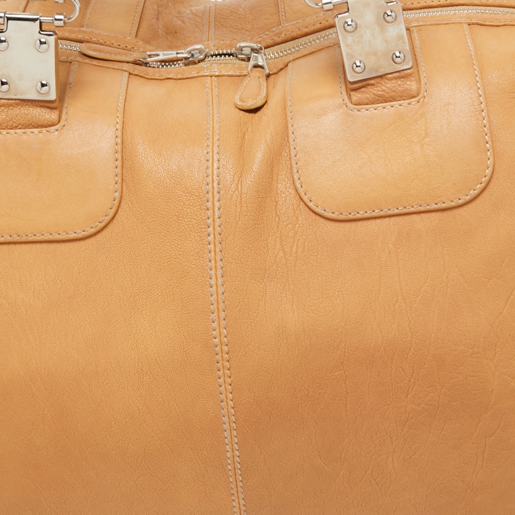 Pre Owned Balenciaga Sand Beige Leather Linea Metallica Bag